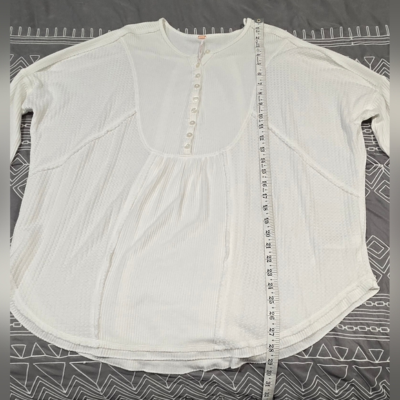 Free People Leo White Henley Thermal Longsleeve Size Small - Picture 3 of 8